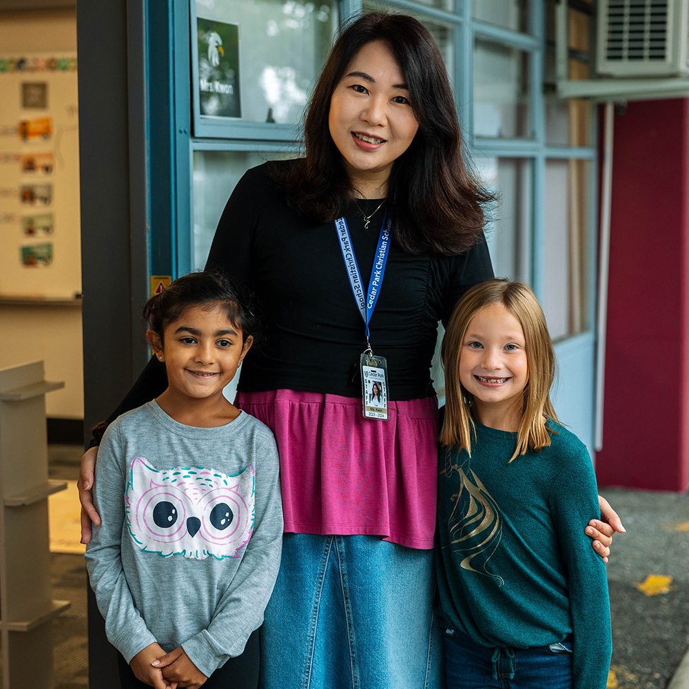 Teacher and two students