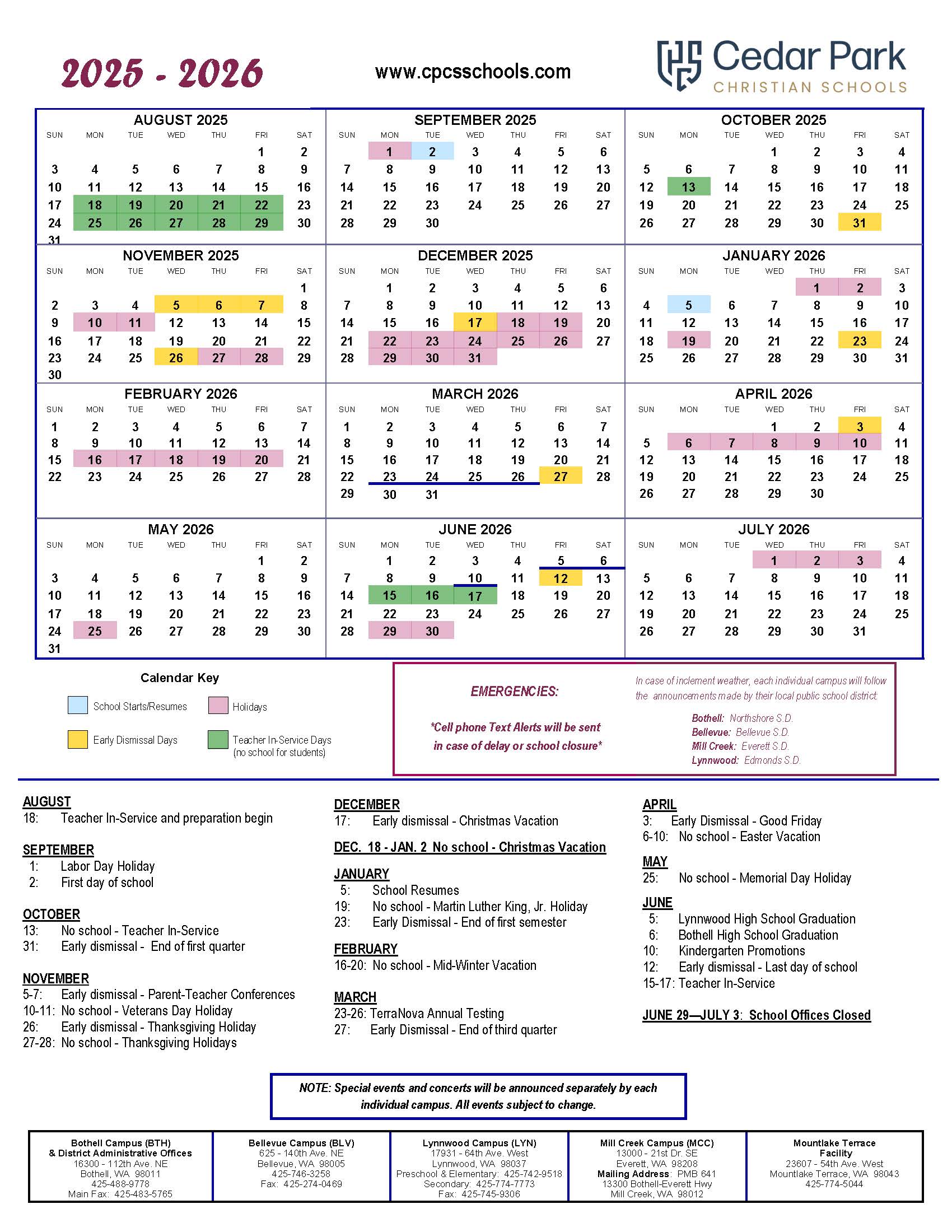 CPC District Calendar 2025-26